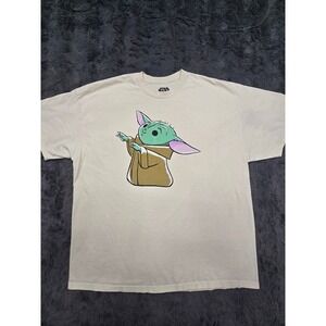 Star Wars Mandalorian Grogu Baby Yoda Graphic T-Shirt Cream Mens 3XL Fifth Sun